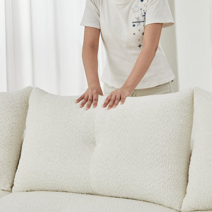 Chenille sofa 109-inch large modern 3-seater ivory cream fabric on Tampa Home & Garden Store