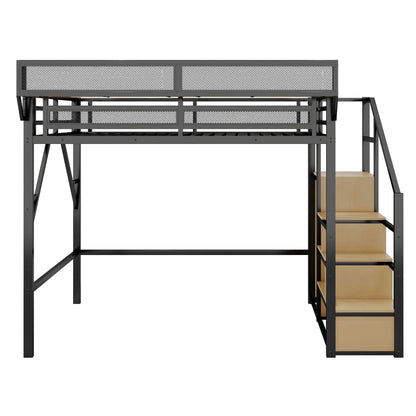 Queen Size Loft Bed with Stairs and Wardrobe