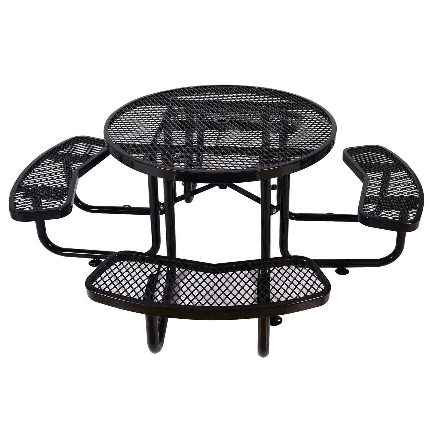 Round Outdoor Steel Picnic Table with Pole