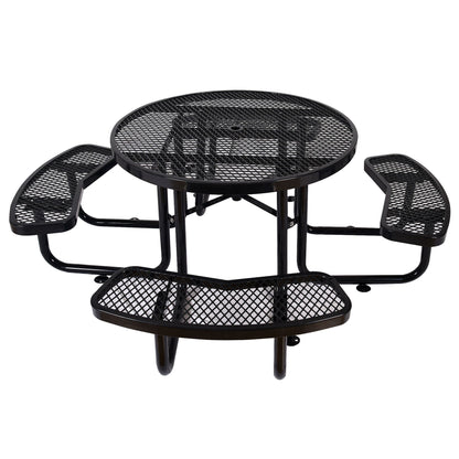 Round Outdoor Steel Picnic Table with Pole