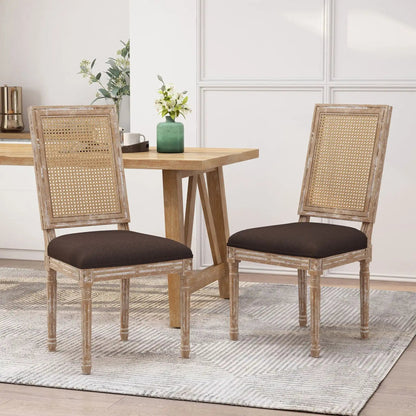 French Country Dining Chair set of 4, rectangular cane back, upholstered seat by HouseOfZazla on Tampa Home & Garden Store