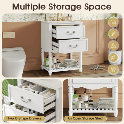 Wave Design Bathroom Vanity with Sink and Drawers