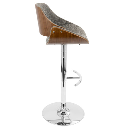 HouseOfZazla Mid Century Barstool with swivel, wood shell and gray tweed upholstery, chrome base on Tampa Home & Garden Store