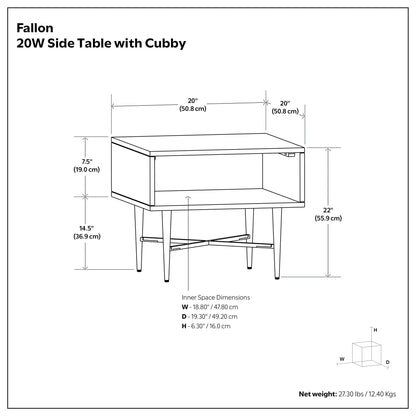 Fallon 20W Side Table with Cubby in natural wood top and iron base by HouseOfZazla on Tampa Home & Garden Store