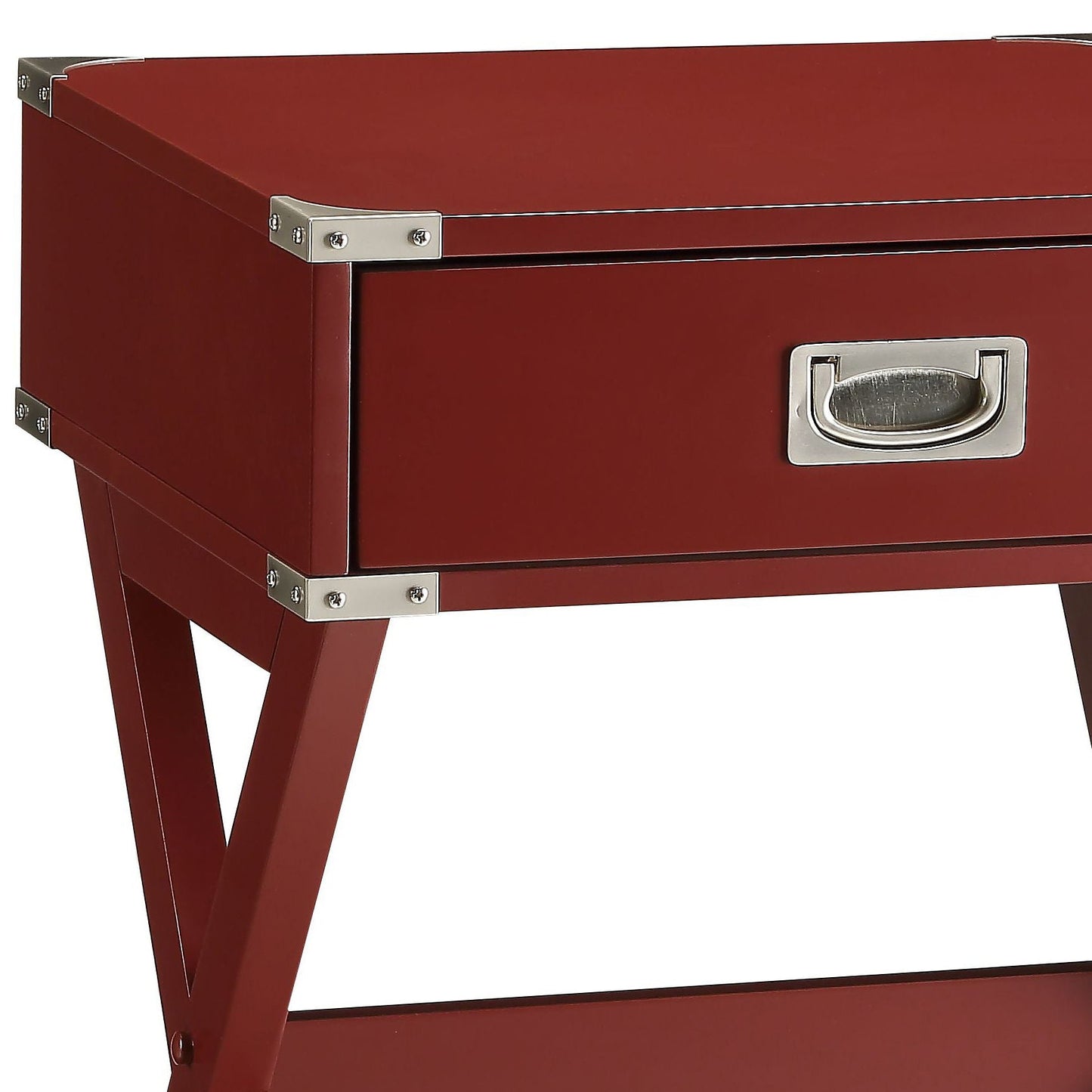 Babs - Accent Table burgundy wood with chrome hardware on Tampa Home & Garden Store
