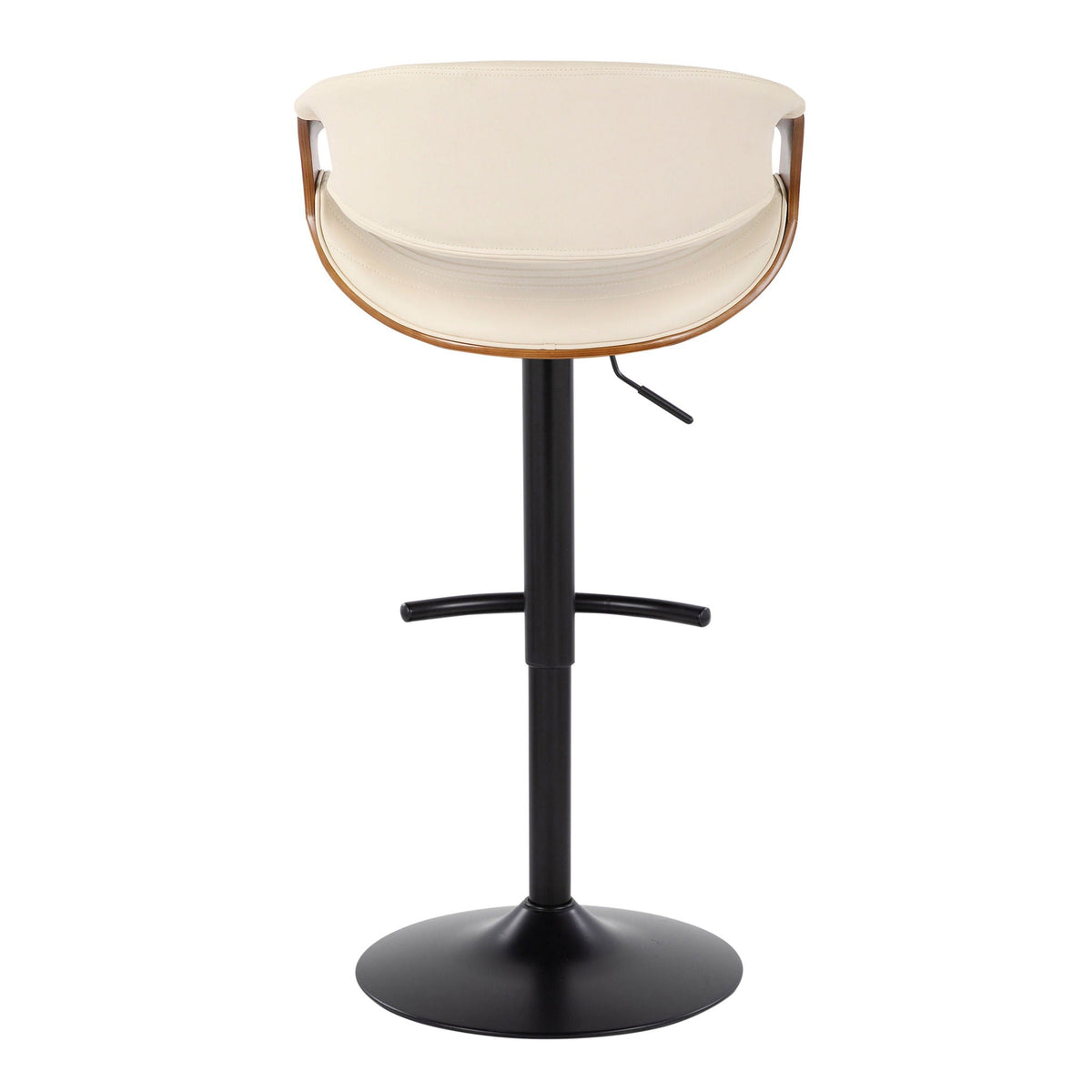 Symphony mid century modern adjustable barstool beige leatherette with black pedestal base on Tampa Home & Garden Store