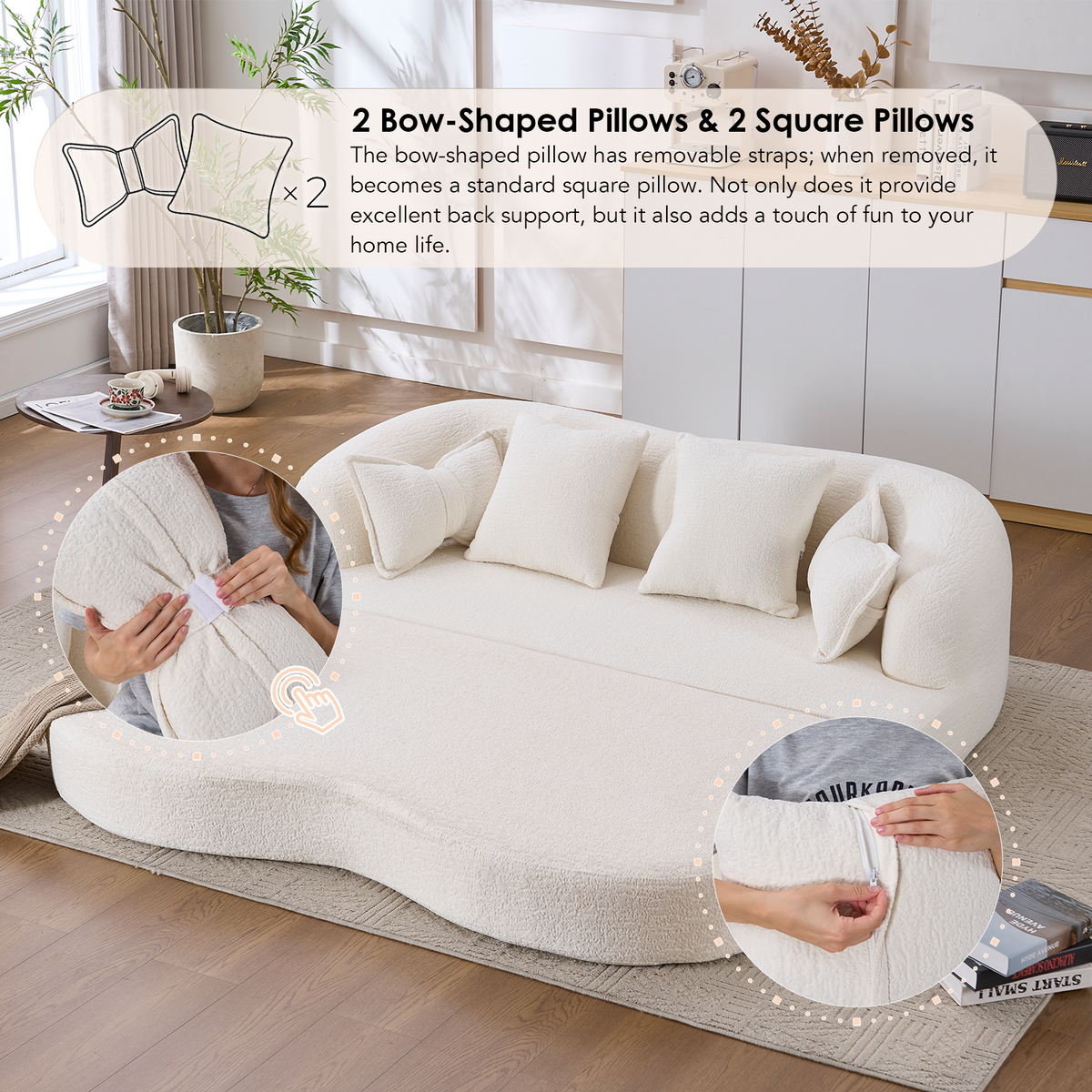 Stylish Foldable Sofa Bed and Supportive Pillows