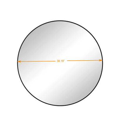 Round wall mirror with black metal frame, 38.19in diameter, Unique Piece Furniture on Tampa Home & Garden Store
