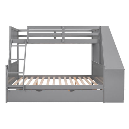 Bunk bed with built-in desk, trundle, 3 storage drawers and shelf in gray by HouseOfZazla on Tampa Home & Garden Store