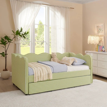Gingham Daybed With USB Port and Wave Design