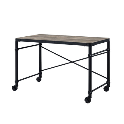 Oklarth Rustic Writing Desk black metal frame oak top HouseOfZazla on Tampa Home & Garden Store