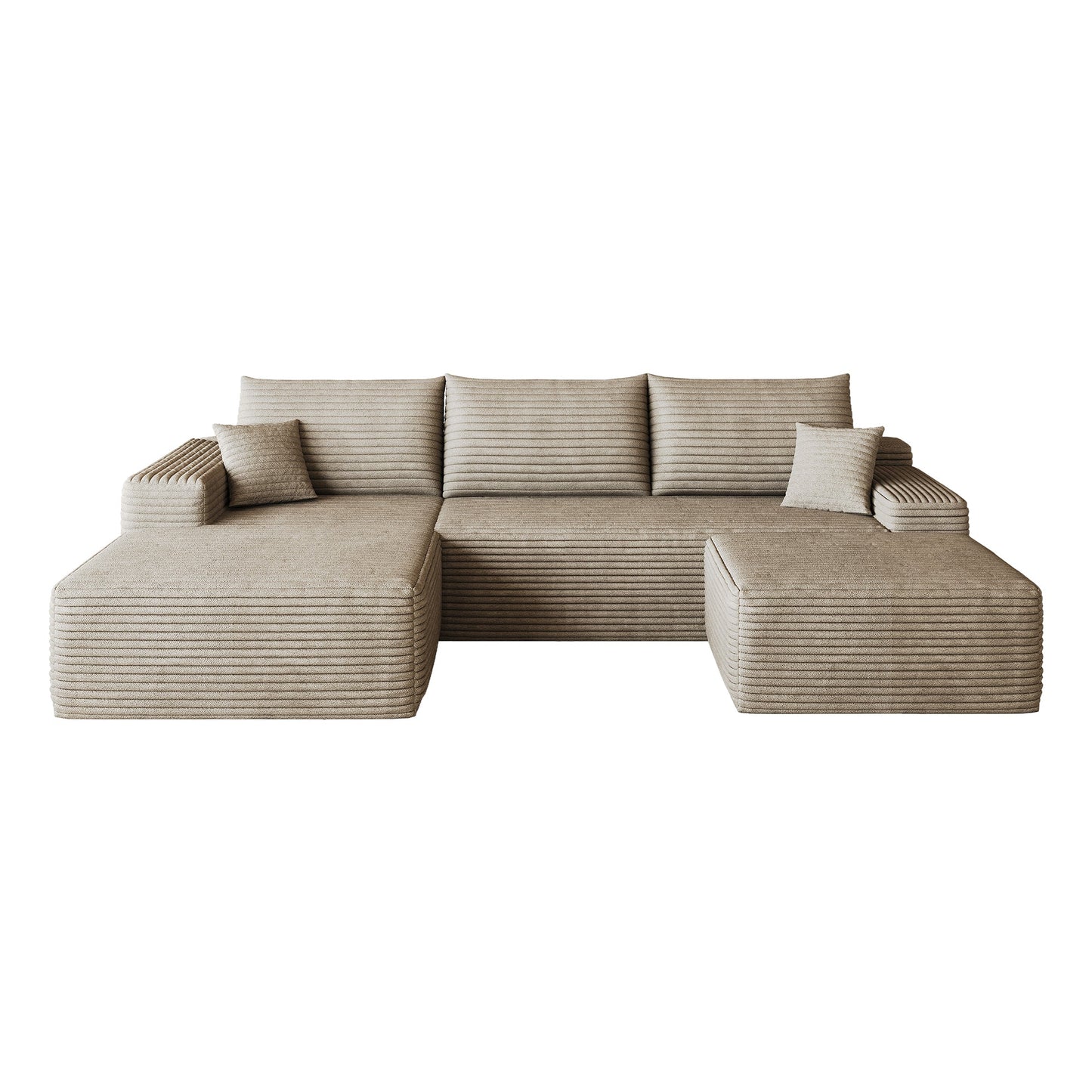 107in Cloud Sectional Sofa with Ottoman in beige corduroy by HouseOfZazla, ribbed upholstery on Tampa Home & Garden Store