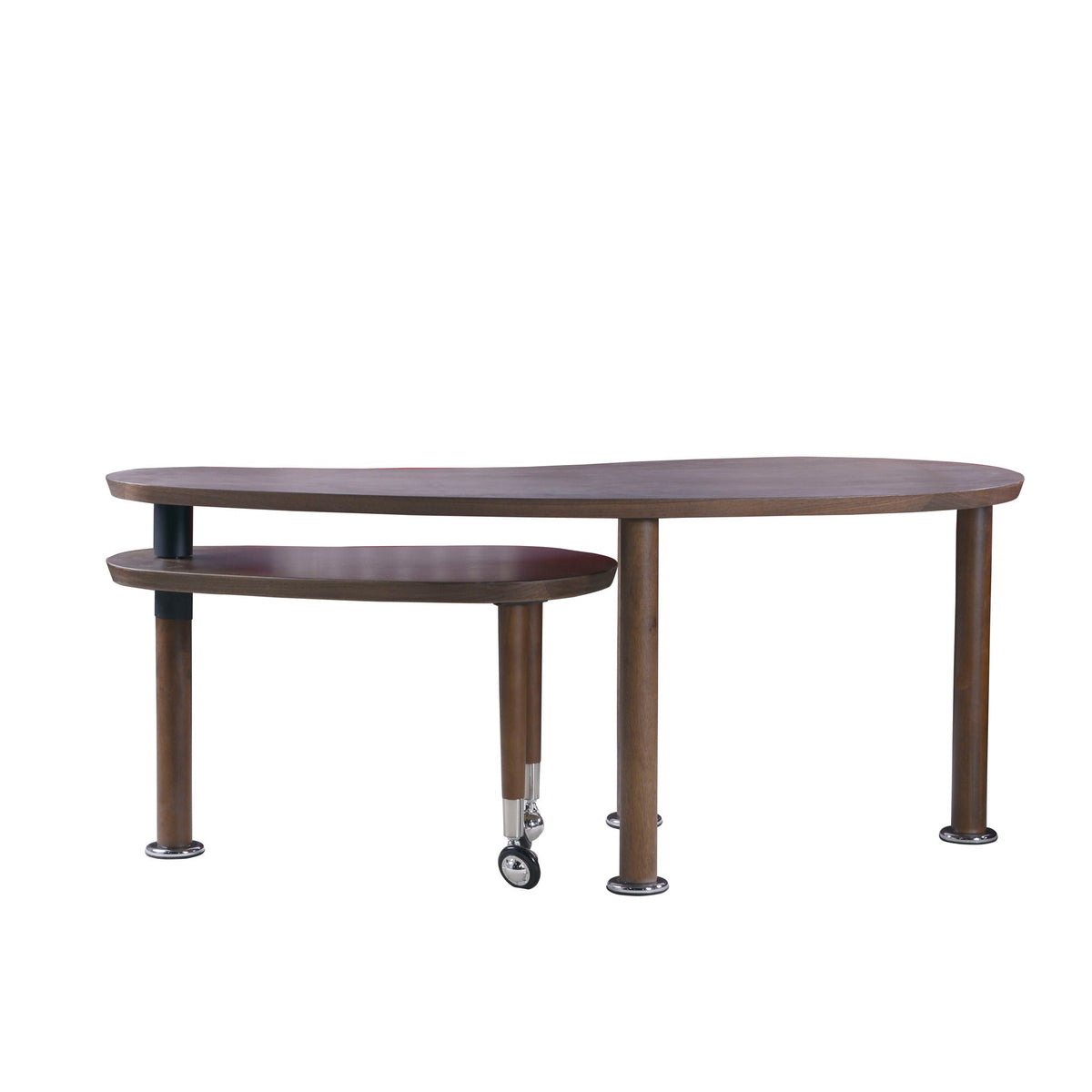 Rotatable walnut coffee table with 360° swivel, oval top and lower shelf walnut finish on Tampa Home & Garden Store