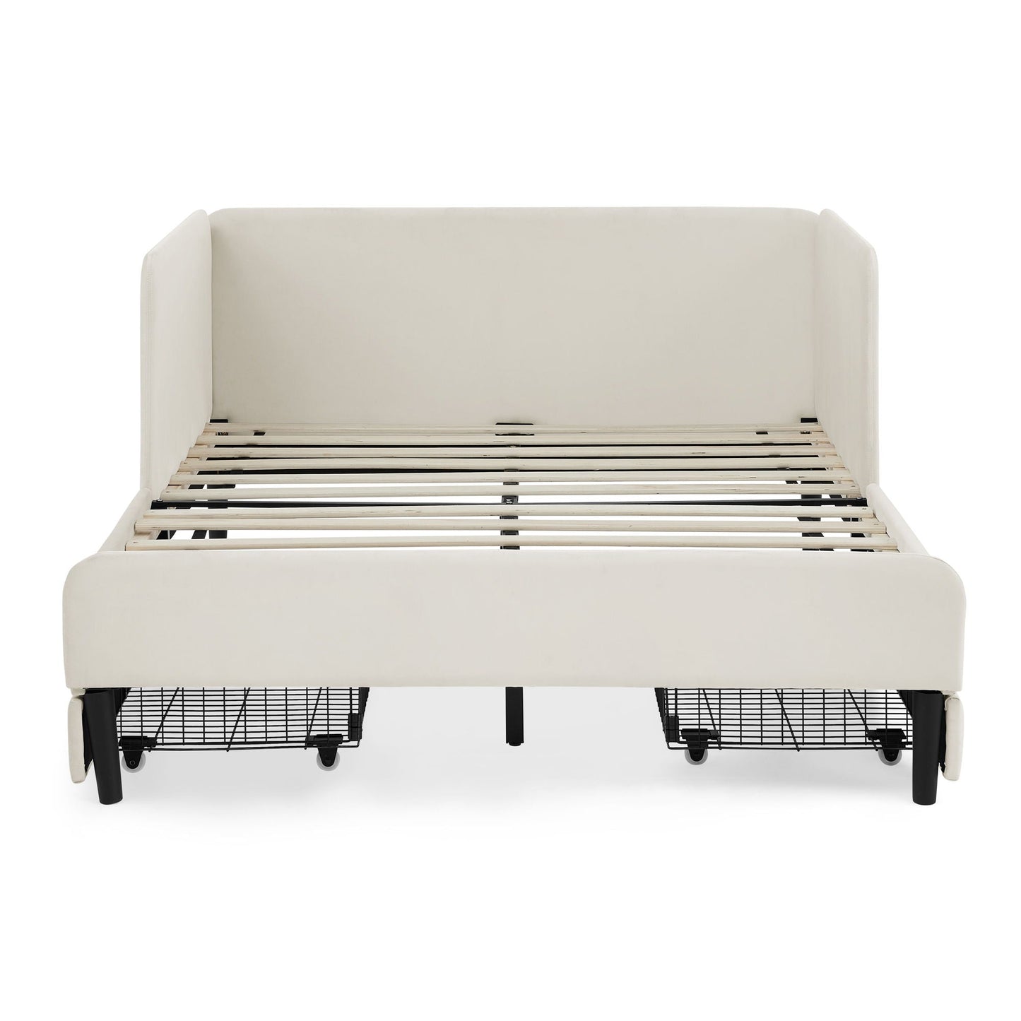 Upholstered Platform Sofa Bed with Drawers