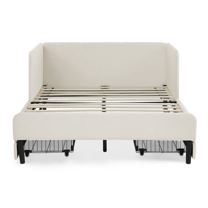 Upholstered Platform Sofa Bed with Drawers