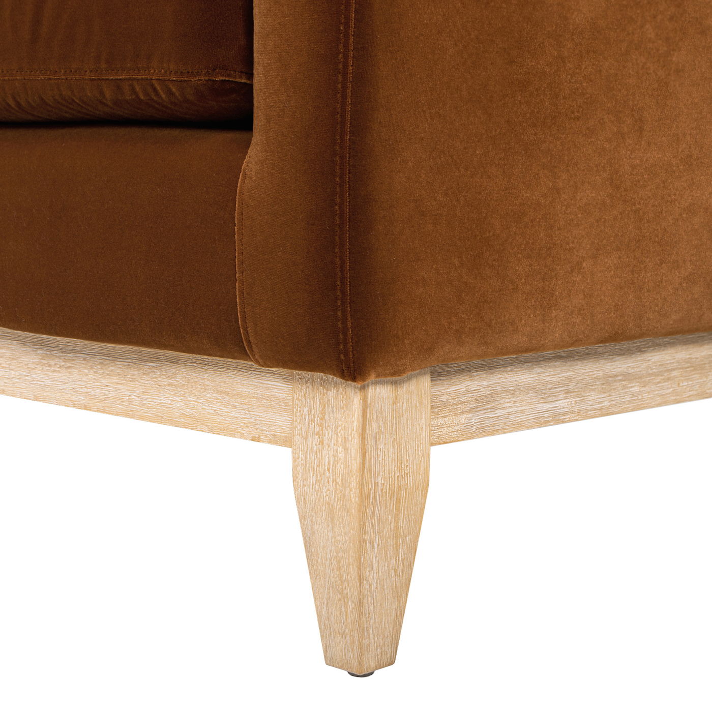 Knox Modern Farmhouse Sofa brown fabric upholstery with light oak legs HouseOfZazla on Tampa Home & Garden Store