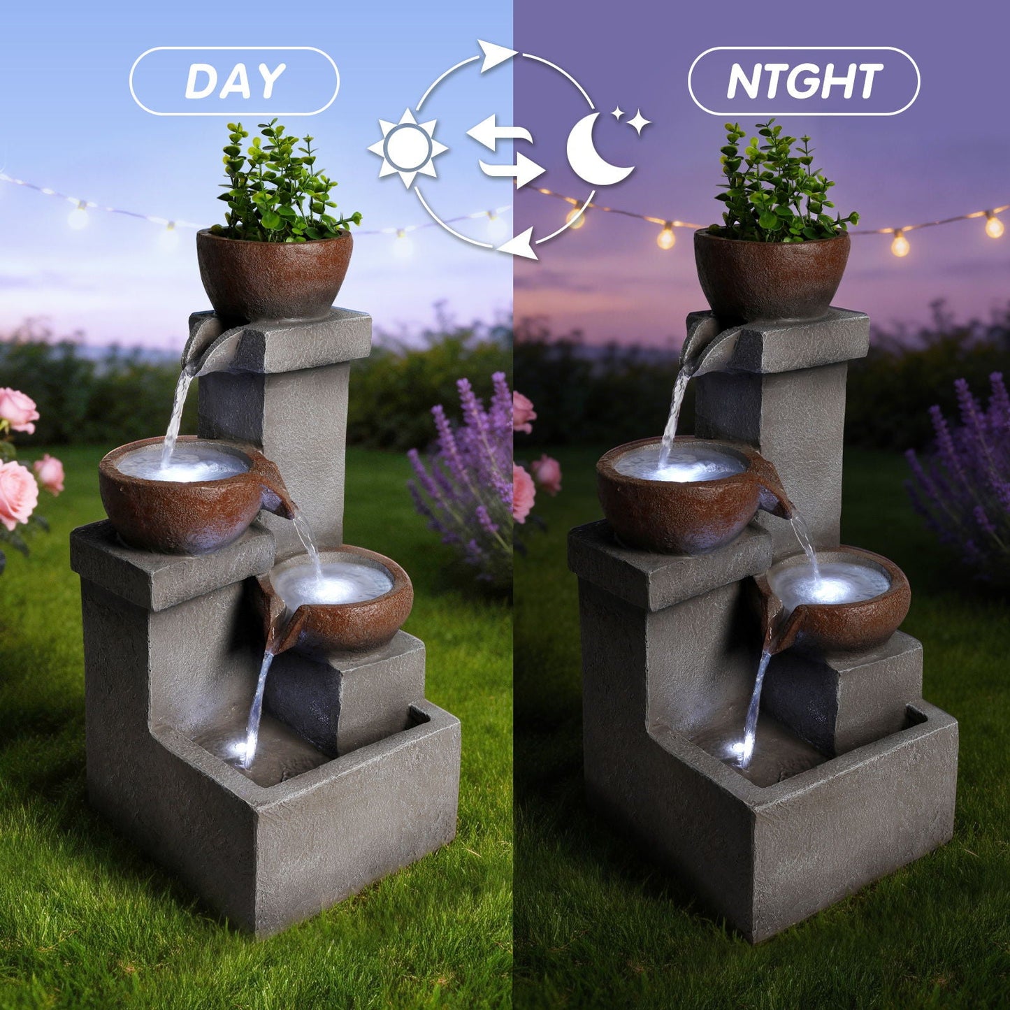 LED Outdoor Garden Waterfall Fountain and Lights