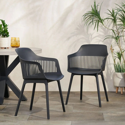 Dahlia Chair Set of 2 black outdoor chairs with slatted backs by HouseOfZazla on Tampa Home & Garden Store