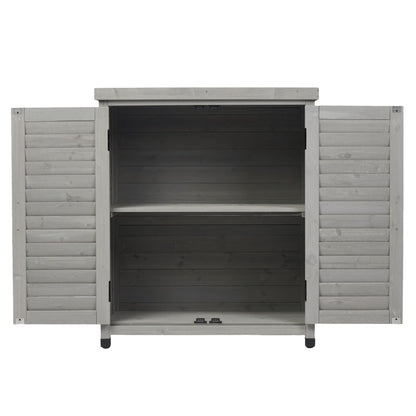 Outdoor Potting Bench With Metal Top and Cabinet
