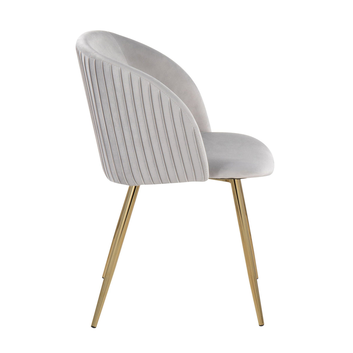 Pleated Waves Contemporary chair set of 2 gray upholstery with gold metal legs on Tampa Home & Garden Store