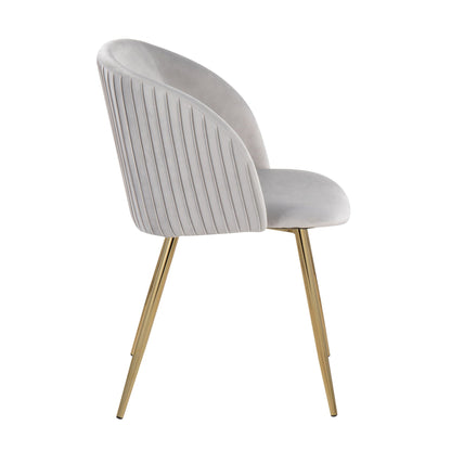 Pleated Waves Contemporary chair set of 2 gray upholstery with gold metal legs on Tampa Home & Garden Store