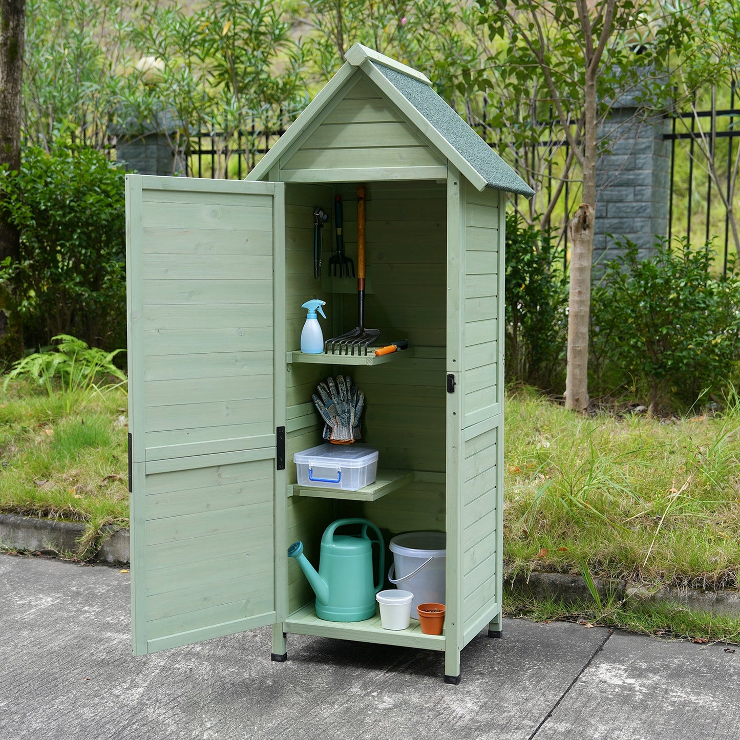 Vertical Fir Wood Storage and Garden Shed