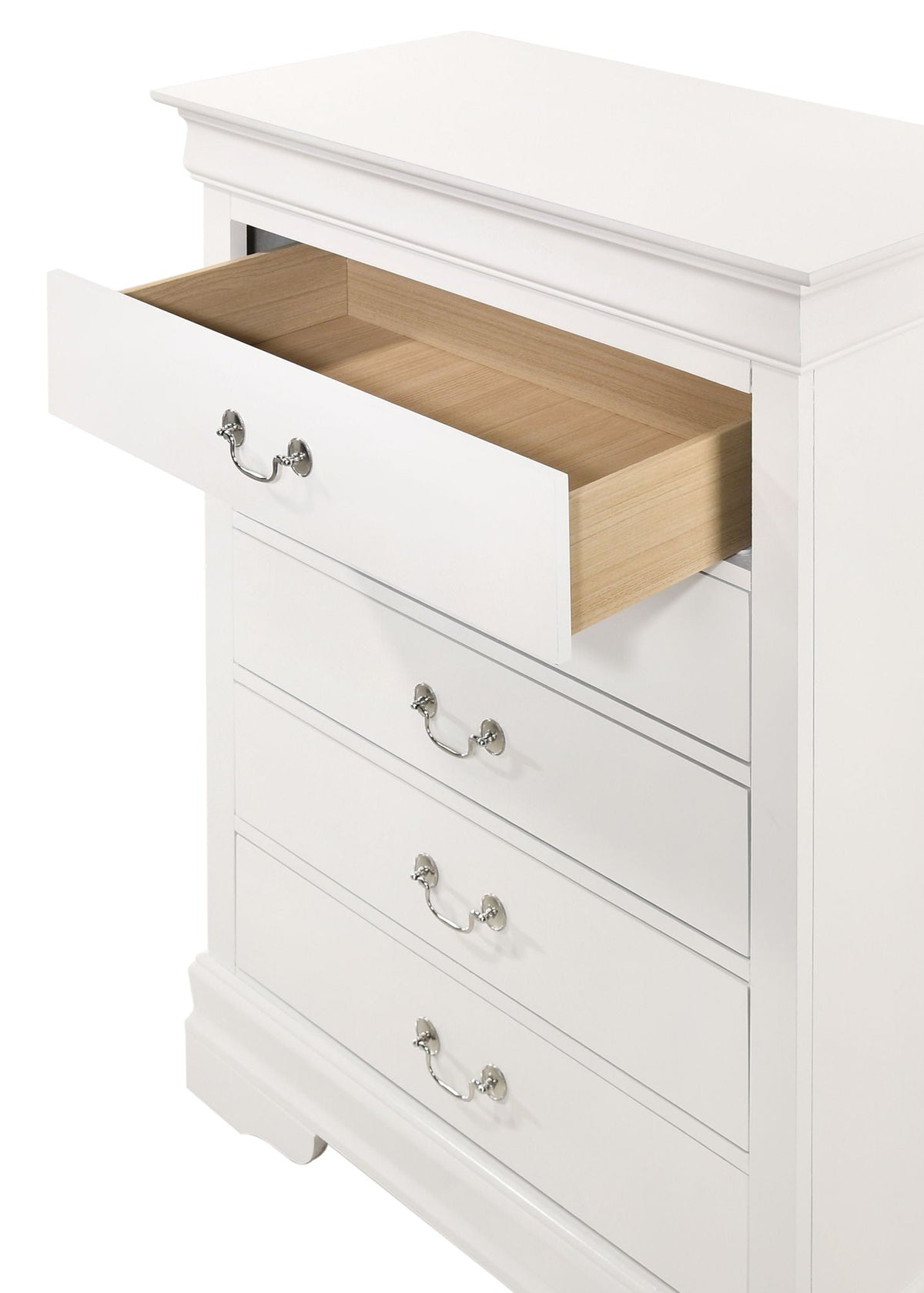 Louis Phillipe Chest white finish with hardware, wood interior HouseOfZazla accent chest on Tampa Home & Garden Store