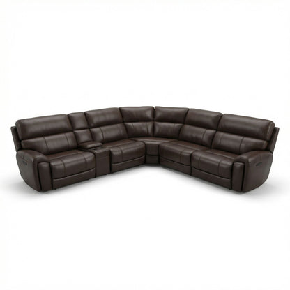 Brazil Power Reclining Chaise with adjustable headrest and footrest in dark brown leather on Tampa Home & Garden Store