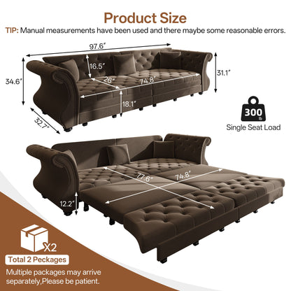 Oversized Chesterfield Sofa and a Pull Out Bed