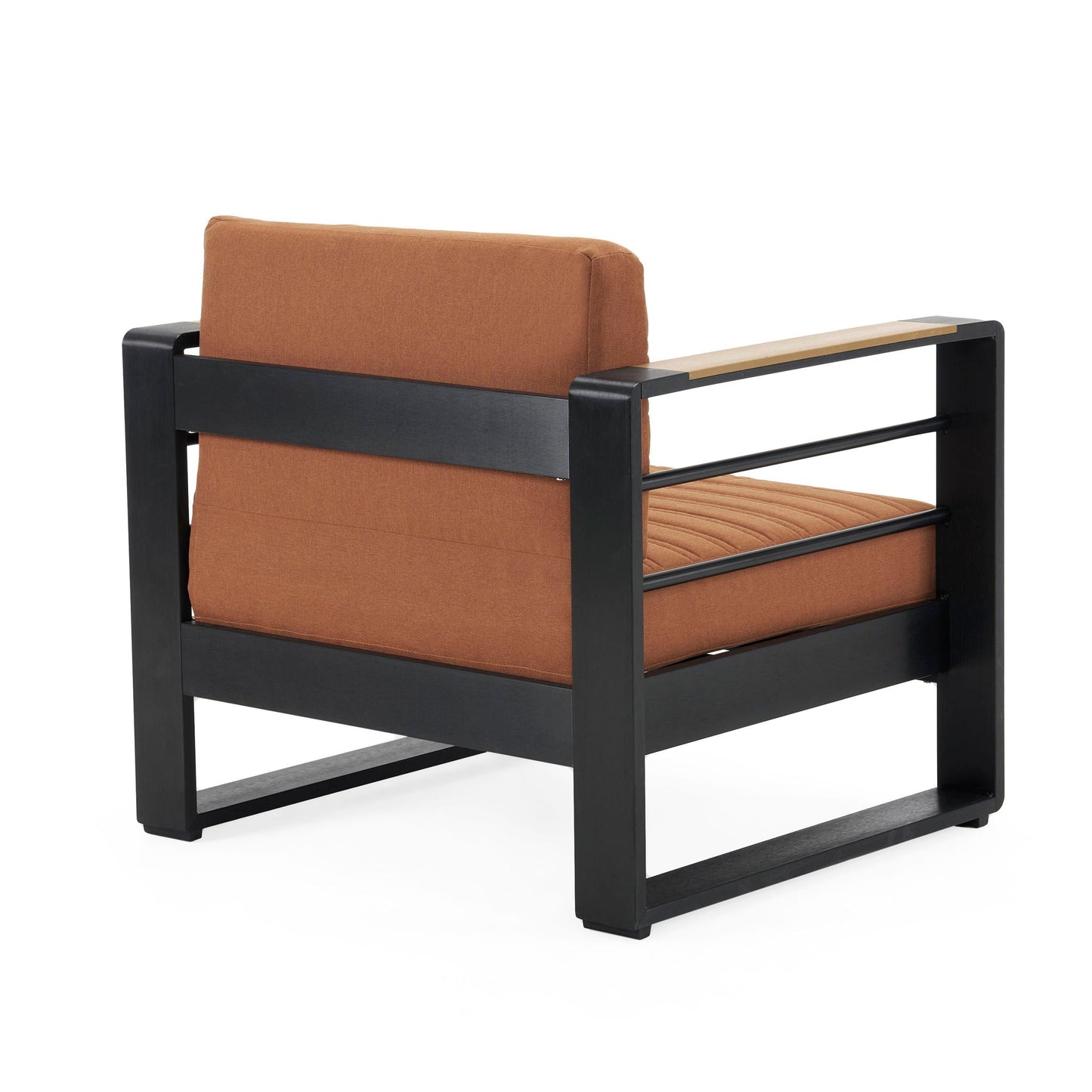 Giovanna Club Chair Set with aluminum frame, rust-orange cushions on Tampa Home & Garden Store