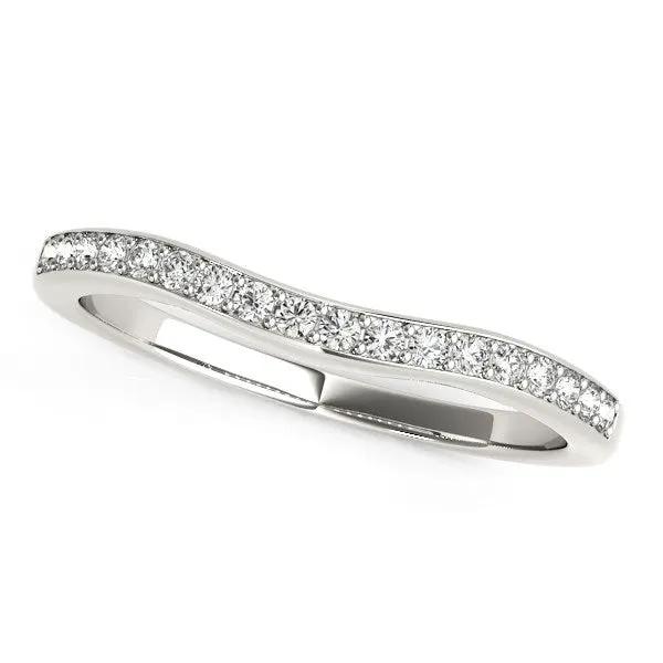 14k white gold curved diamond wedding ring with pavé diamonds along band, 1/4 cttw on Tampa Home & Garden Store