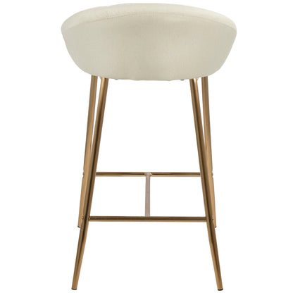 Glam counter stool curved beige upholstered seat with gold metal legs on Tampa Home & Garden Store