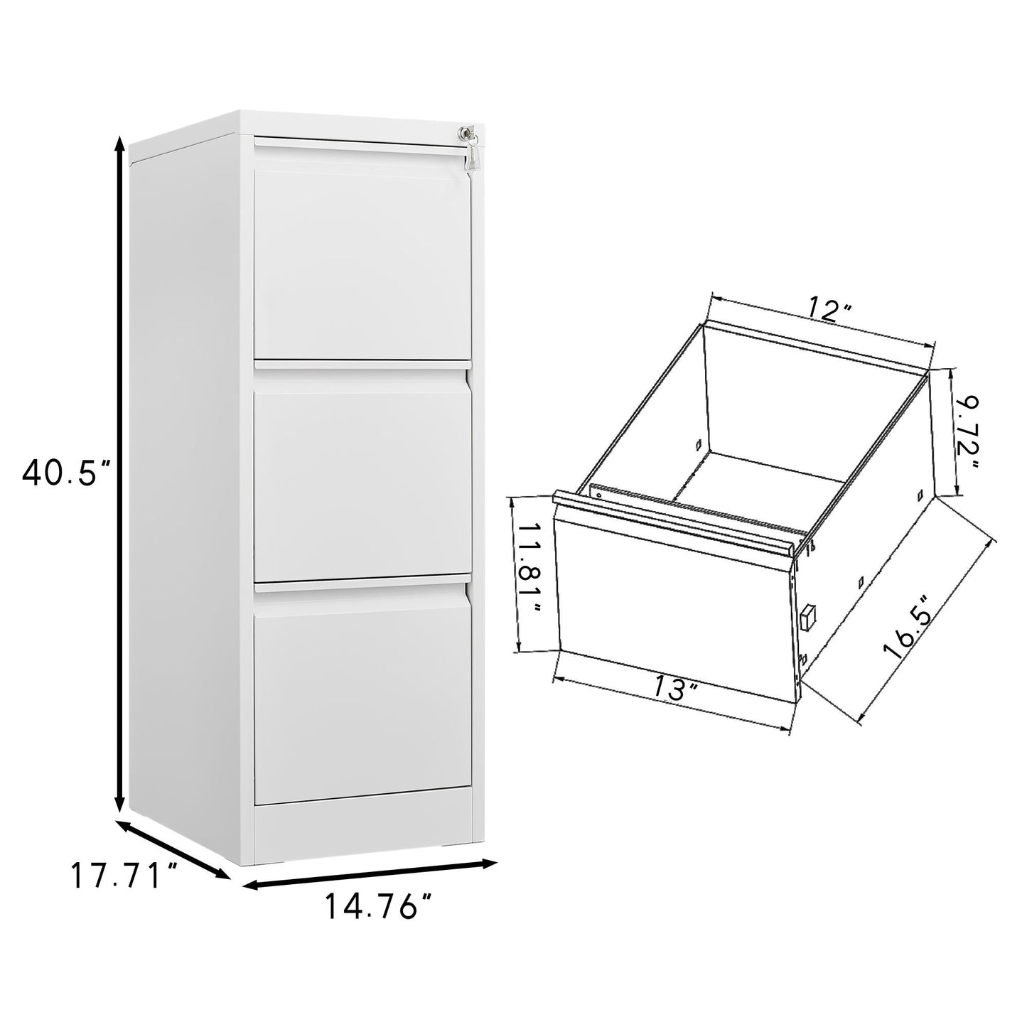 3-drawer metal filing cabinet with lock in light gray by HouseOfZazla on Tampa Home & Garden Store