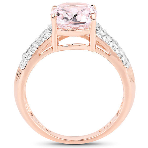 Kunzite ring rose gold plated with oval pink center and white zircon accents, Bids.com on Tampa Home & Garden Store