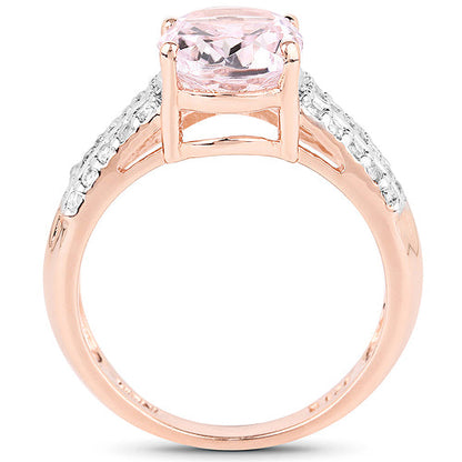 Kunzite ring rose gold plated with oval pink center and white zircon accents, Bids.com on Tampa Home & Garden Store