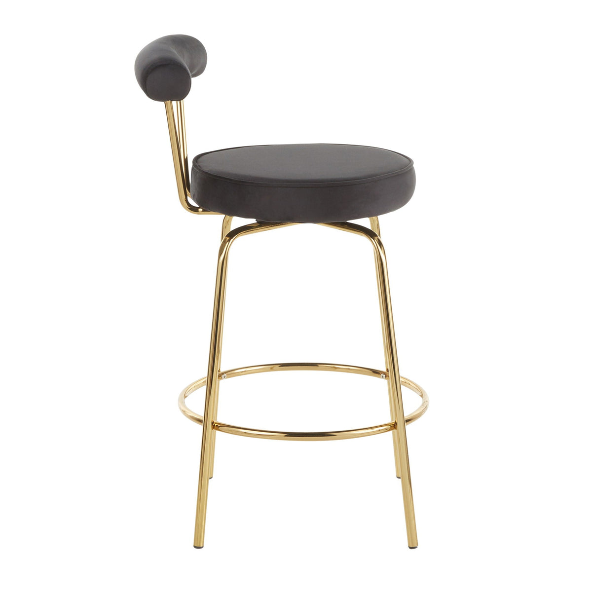 Glam Counter Stool with Swivel Seat, black upholstery, gold frame, set of 2 HouseOfZazla on Tampa Home & Garden Store