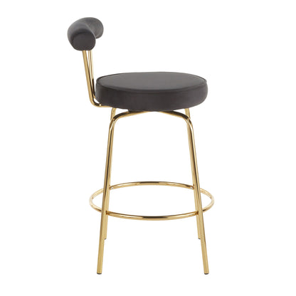 Glam Counter Stool with Swivel Seat, black upholstery, gold frame, set of 2 HouseOfZazla on Tampa Home & Garden Store