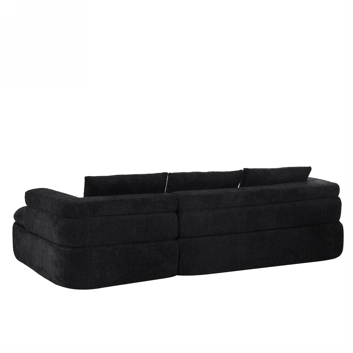 106in L-Shape Black Sectional Sofa with plush fabric upholstery HouseOfZazla on Tampa Home & Garden Store