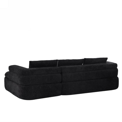 106in L-Shape Black Sectional Sofa with plush fabric upholstery HouseOfZazla on Tampa Home & Garden Store