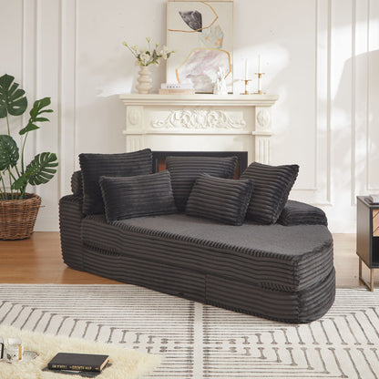 Semi Circular Corduroy Sofa Bed With Pillow