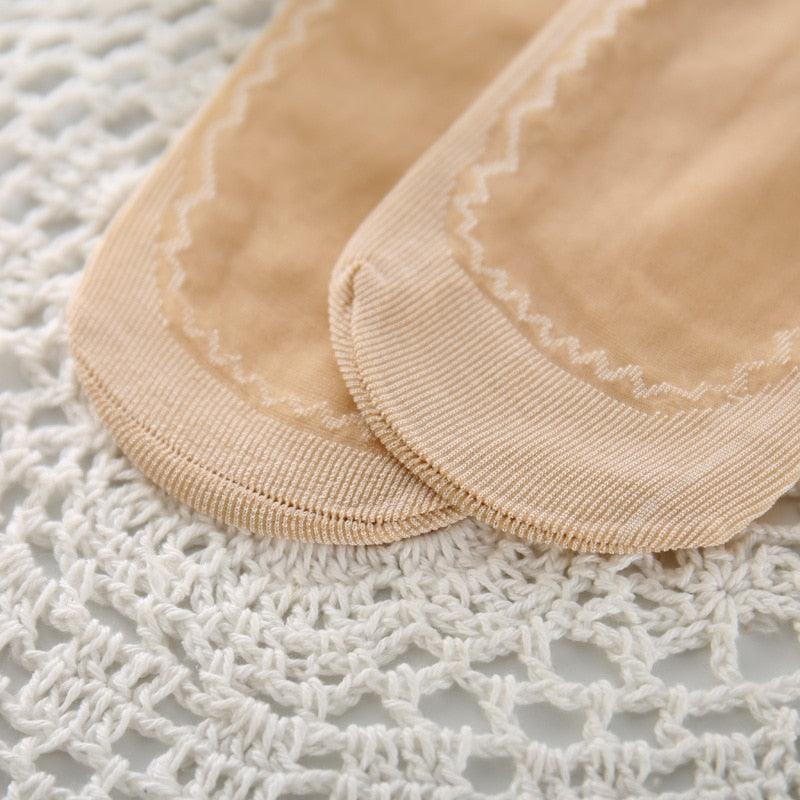 Beige women ankle socks with ribbed cuff and soft knit on Tampa Home & Garden Store