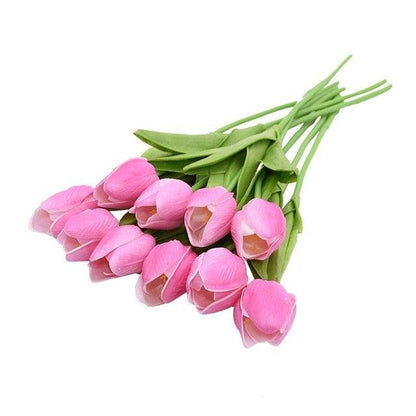 10-pc pink calla lily artificial bouquet with green stems real-touch petals on Tampa Home & Garden Store