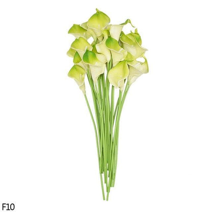 Calla lily artificial bouquet 10pc real touch lime green by Stevvex for wedding home decor on Tampa Home & Garden Store