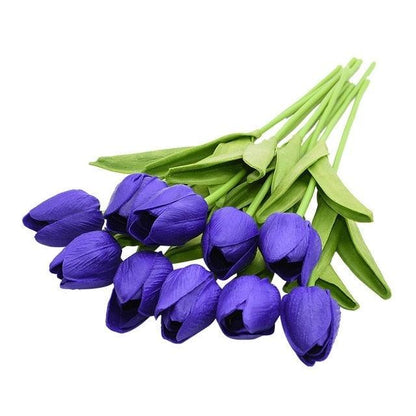 Calla lily artificial bouquet 10pcs purple with green stems Stevvex on Tampa Home & Garden Store