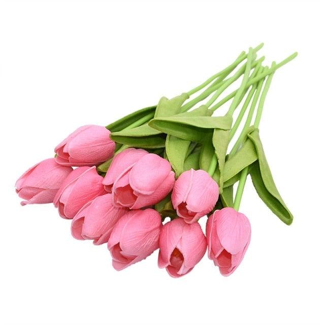 Stevvex 10pc pink calla lily artificial bouquet with green stems for wedding decor on Tampa Home & Garden Store