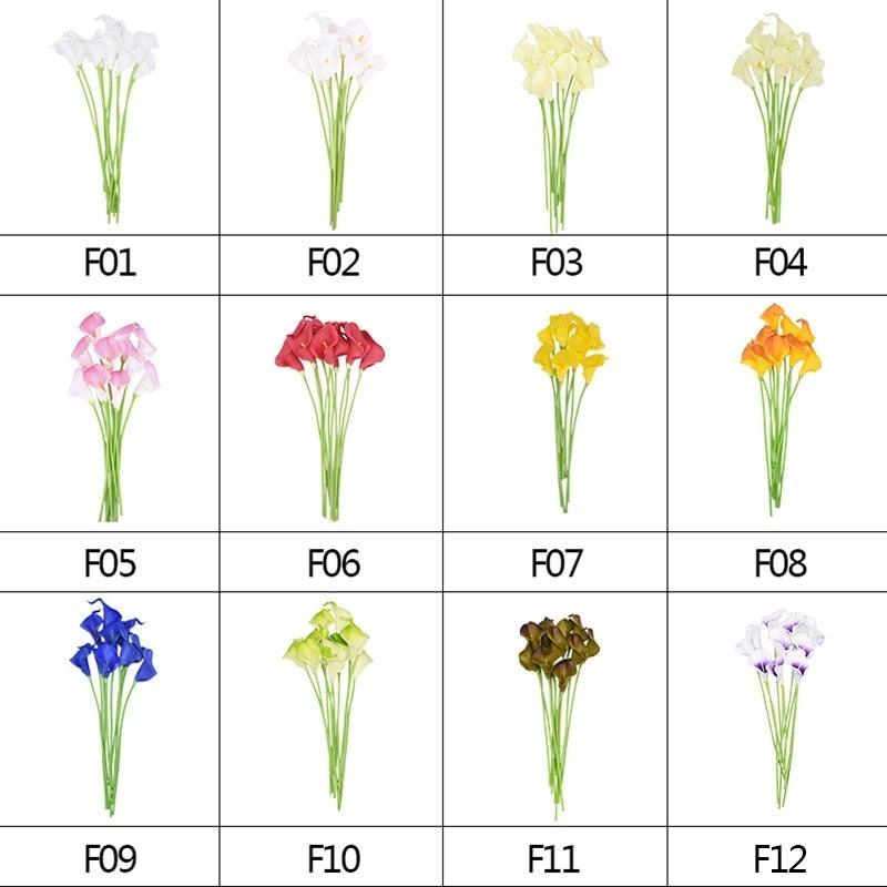 Calla Lily artificial flowers set, 12pcs in 12 color options F01-F12, Stevvex Real Touch blooms on Tampa Home & Garden Store