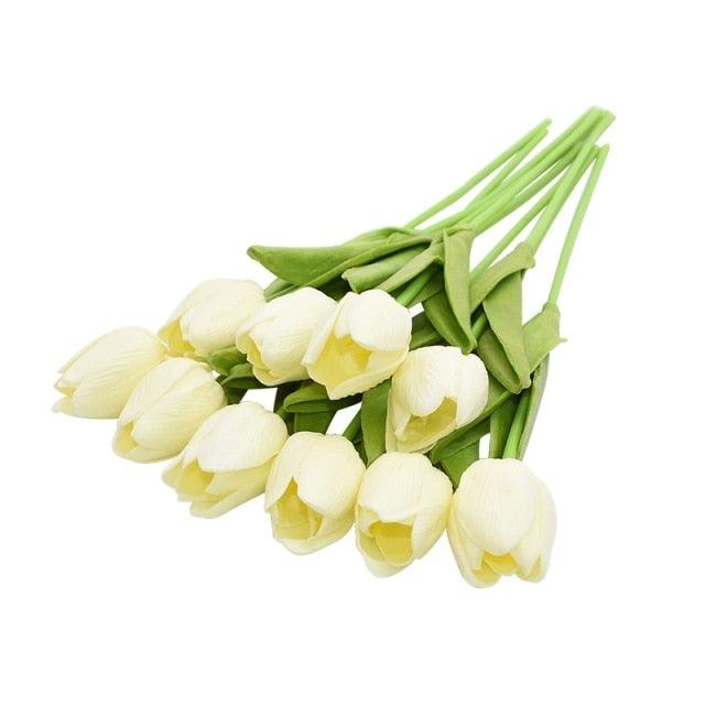 Calla lily artificial bouquet, 10 white blooms with green stems, real-touch petals, Stevvex on Tampa Home & Garden Store
