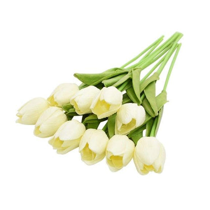 Calla lily artificial bouquet, 10 white blooms with green stems, real-touch petals, Stevvex on Tampa Home & Garden Store