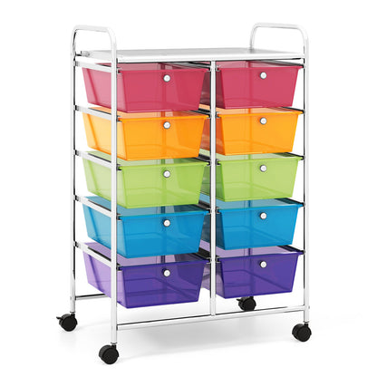 10-Drawer Rolling Storage Cart-Black