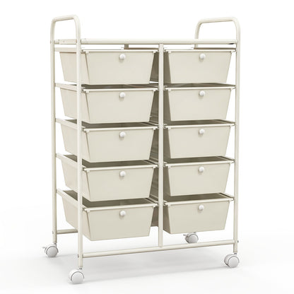 10-Drawer Rolling Storage Cart-Black